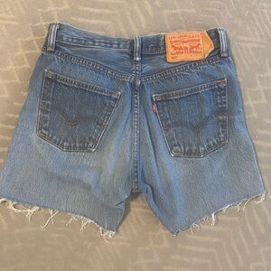 Levi's Blue Denim Cutoff Shorts with Frayed Hem